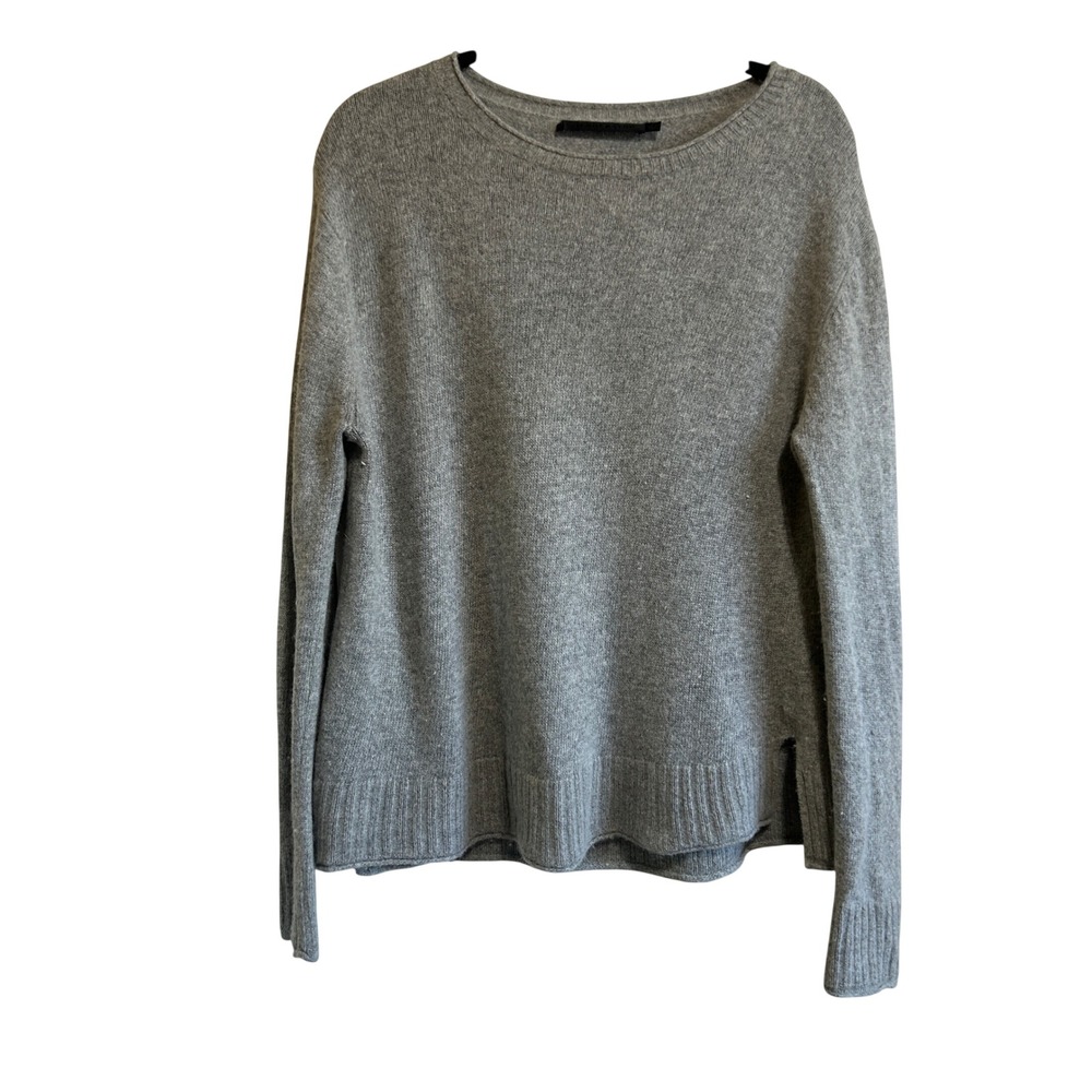 Jenni Kayne Everyday Sweater Small Gray Wool Cashmere Blend Side Slit